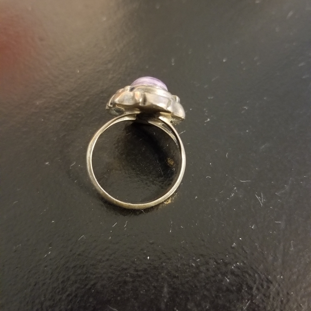 Sterling Silver Tumbled Charoite Ring - Picture 2 of 3